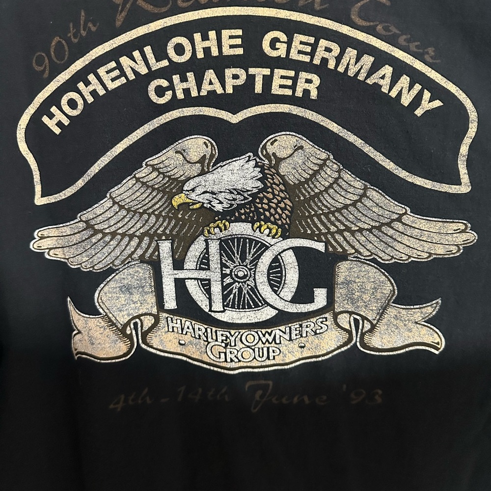 Vintage 90s Harley Davidson Tshirt H.O.G Germany 1993, XXL, Faded, Cotton - Picture 5 of 5